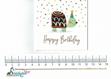 Preview: Turnowsky-Kunstdruck Mini Grußkarte Happy Birthday Schildkröte