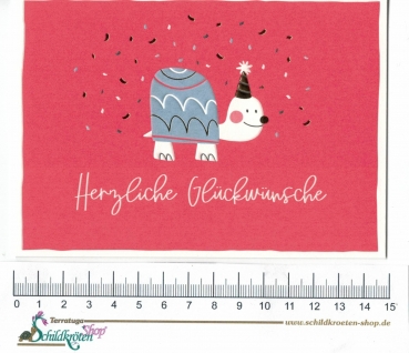 Preview: Turnowsky-Kunstdruck Grußkarte Herzliche Glückwünsche mit Schildkröte