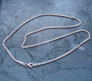 925er Feinsilber Zopfkette 2,5mm x 50cm