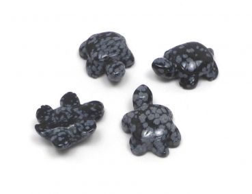 Preview: "Marinella" Schildkröten Anhänger aus Schneeflockenobsidian (3,5 cm)