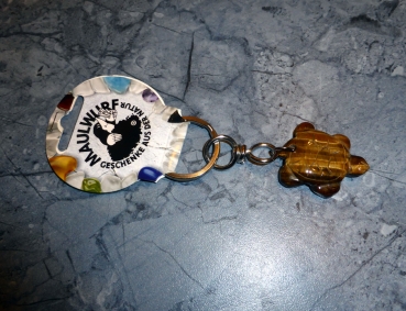 Schlüsselanhänger Schildkröte Tigeraugen Stein 4x3cm