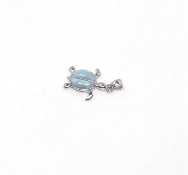"Lari" Schildkröten Anhänger aus Larimar und  925 Silber,  25x18,5mm