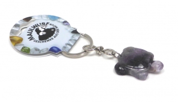 Schlüsselanhänger Halbedelstein Schildkröte aus Amethyst ca. 4 x 3 cm
