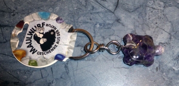 Preview: Schlüsselanhänger Halbedelstein Schildkröte aus Amethyst ca. 4 x 3 cm