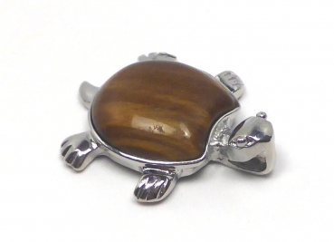"Nugget" Schildkröten Anhänger aus Halbedelstein Tiegerauge