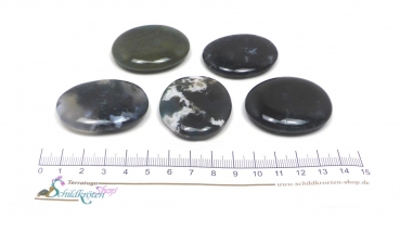 Preview: Scheibenstein Moosachat ca. 3-5 x 5 cm groß (dunkelgrün)