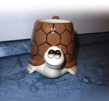 Preview: 1 Stück TURTLE TASSE Schildkröten Tasse 10cm braun/beige