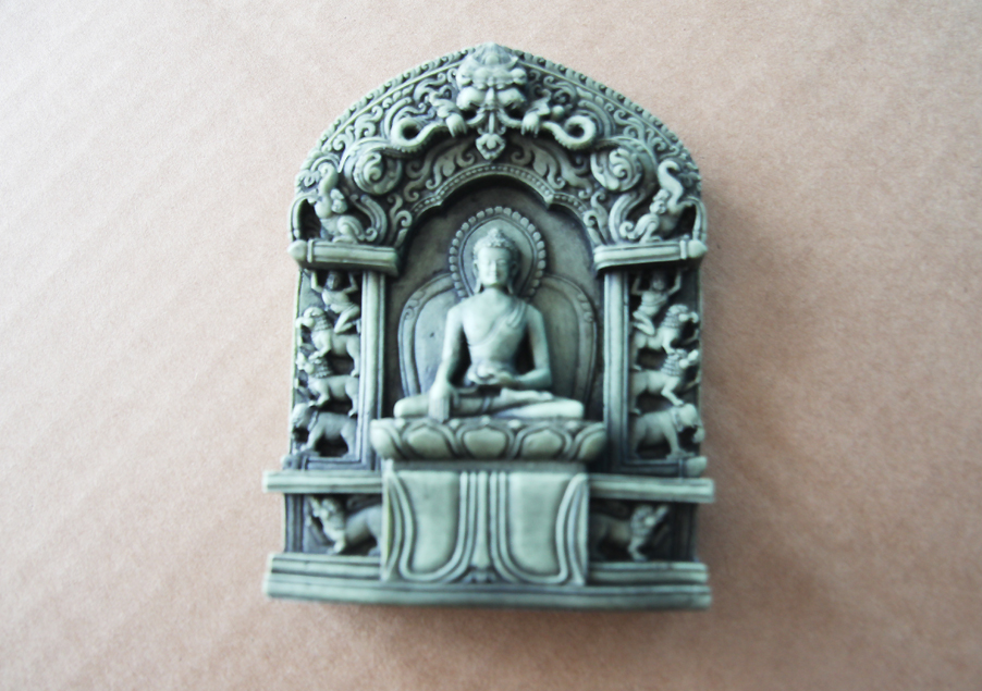 Terratuga Schildkrötenshop - Harz Buddha Meditation grüner Stein 10cm