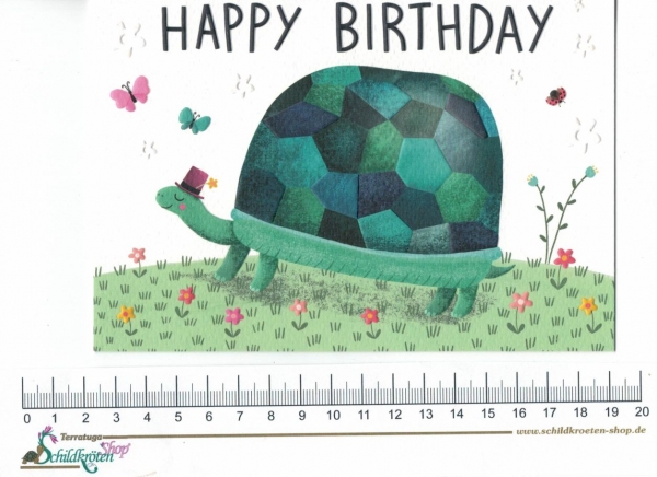 Kunstdruck Grußkarte Happy Birthday Schildkröte