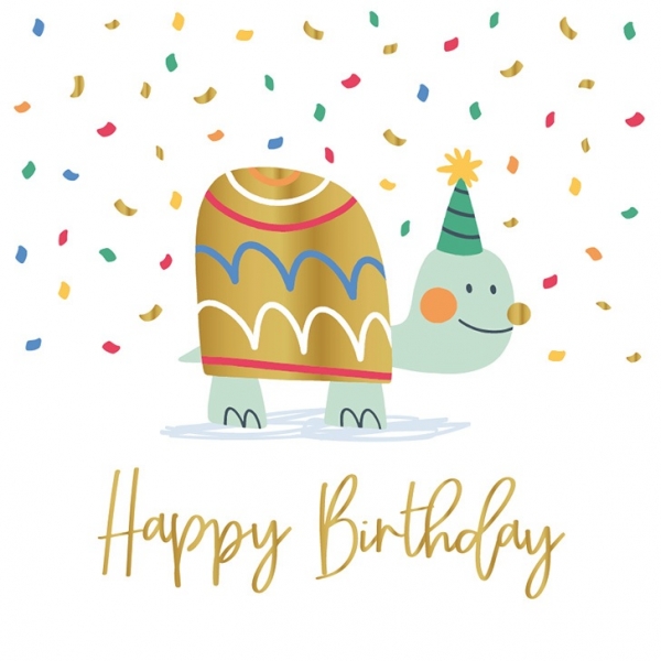 Turnowsky-Kunstdruck Mini Grußkarte Happy Birthday Schildkröte