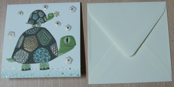 Turnowsky-Kunstdruck Mini Grußkarte Mama und Baby Schildkröte