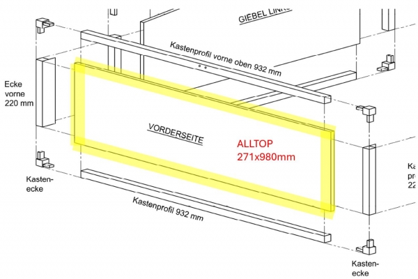 Ersatzscheibe ALLTOP 271x980mm (passend für Modell FTHA)