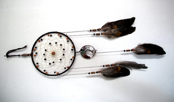 Traumfänger - Perlen und Lebensbaum - Durchmesser 15 cm