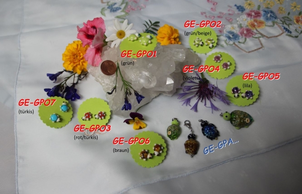 Glas-Ohrstecker - Schildkröte - aus Muranoglas, türkis