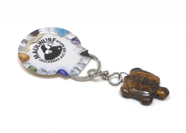 Schlüsselanhänger Halbedelstein Schildkröte  aus Tigerauge ca. 4 x 3 cm