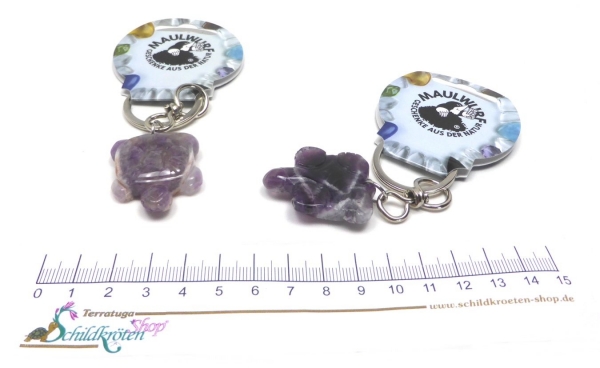 Schlüsselanhänger Halbedelstein Schildkröte aus Amethyst ca. 4 x 3 cm