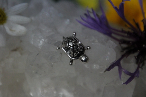 Modeschmuck-Schildkröte mit Öse im Bauch für Kette oder Armband