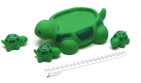 Bade Set Schildkröte "Amanda" mit drei Babys (grün/dunkelgrün)