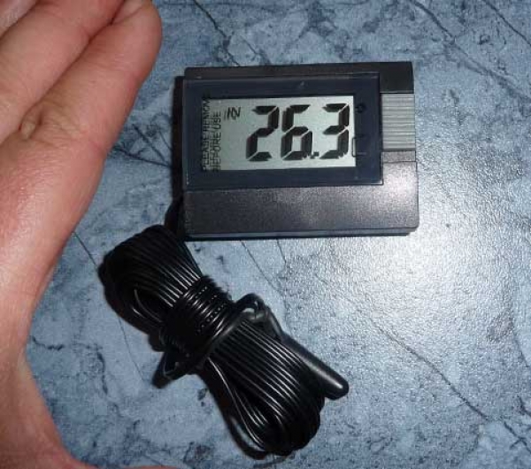 Digitales Innen-Außen-Thermometer m. Kabel 3m schwarz m. Batterie