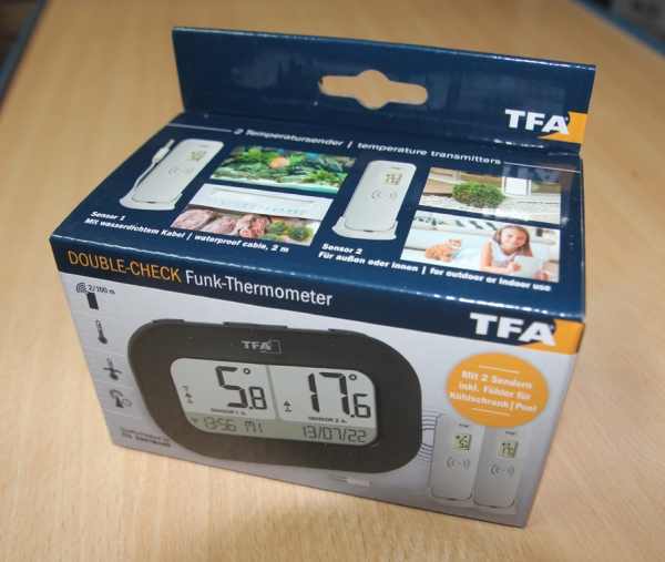 Funk-Thermometer mit 2 Sendern DOUBLE-CHECK TFA Dostmann